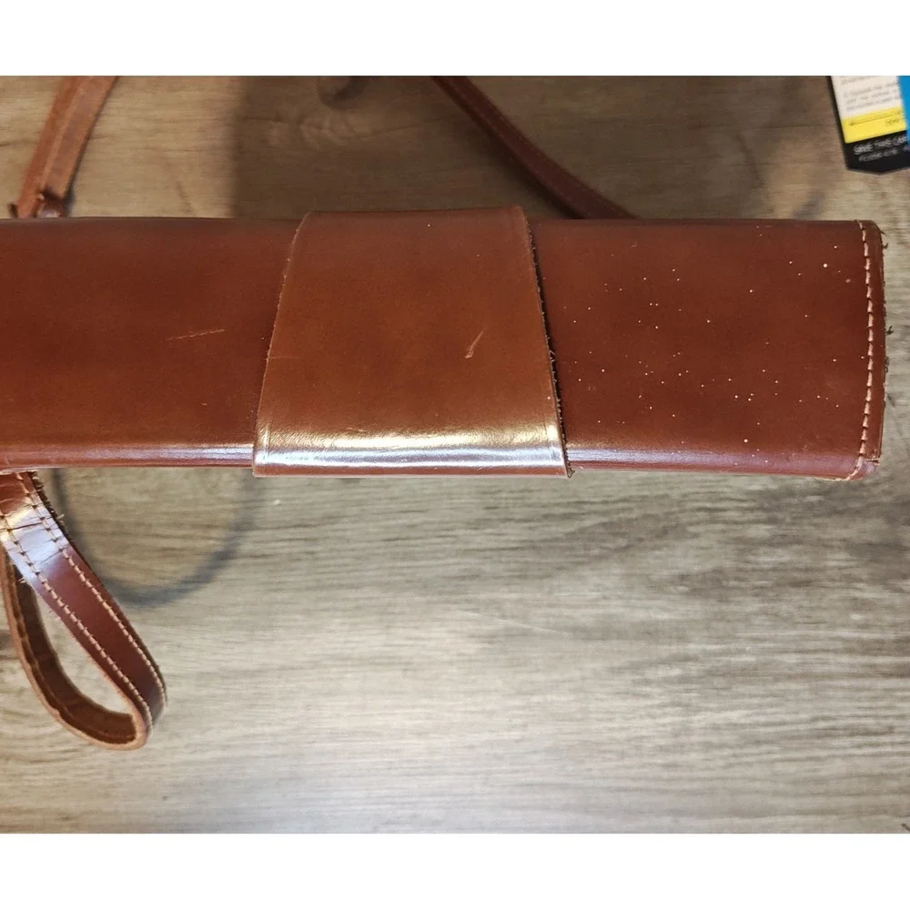 Polaroid SX-70 Land Camera Instant SLR Brown Tan Leather Folding Case Flash Bar